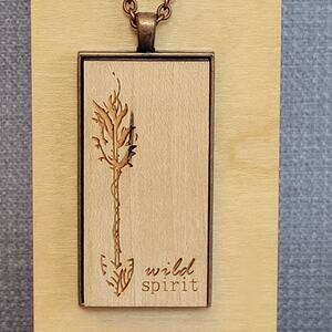 NWT Arrow Copper Wood Pendant Necklace USA Handcrafted Statement Peace Jewelry
